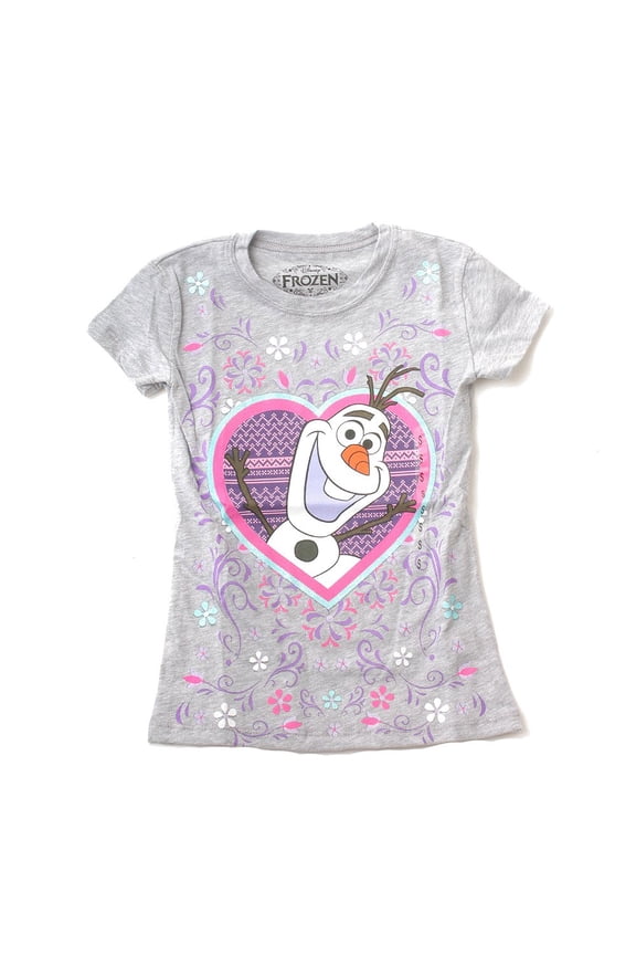 Disney Frozen Floral Olaf In Heart Girls T-Shirt (XL)
