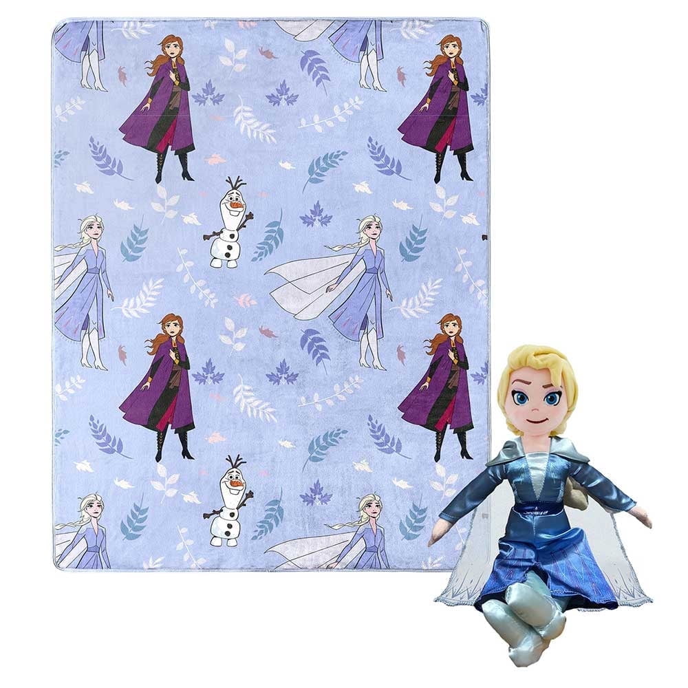 Disney Frozen Friends in Leaves Kids Silk Touch Throw Blanket with Plush Hugger