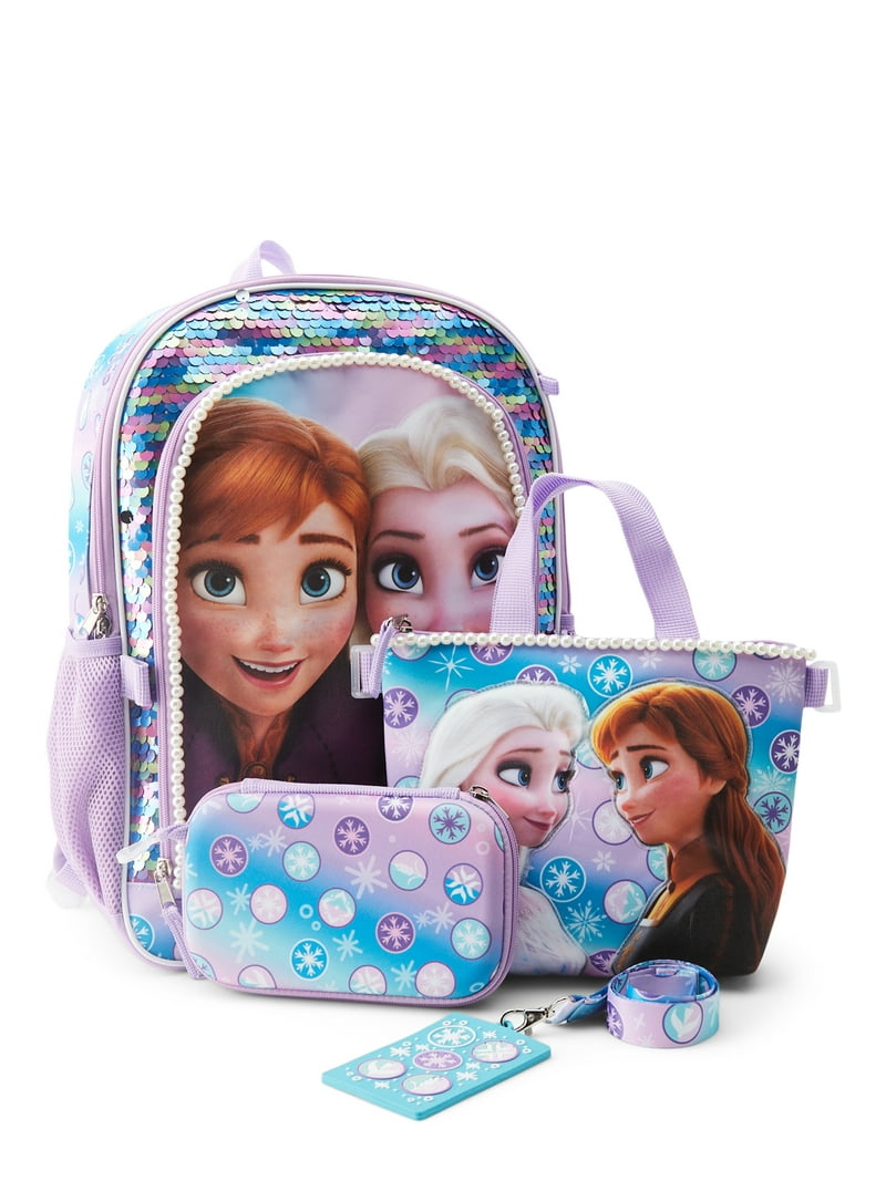 Disney Frozen Girl's 4-Piece Backpack with Lunch Bag Set
