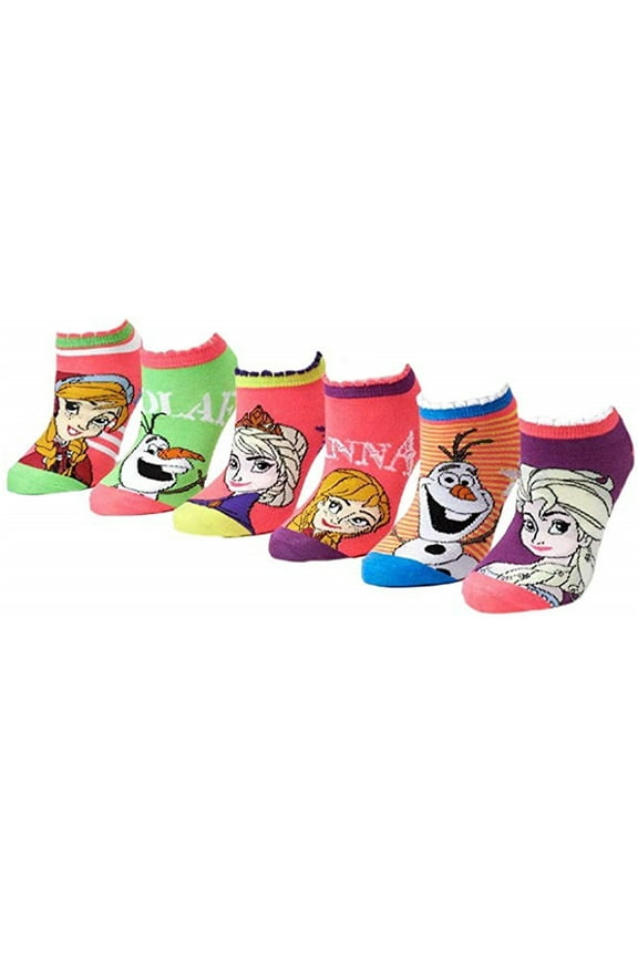 Frozen Girl's 6 Pack Assorted No Show Socks