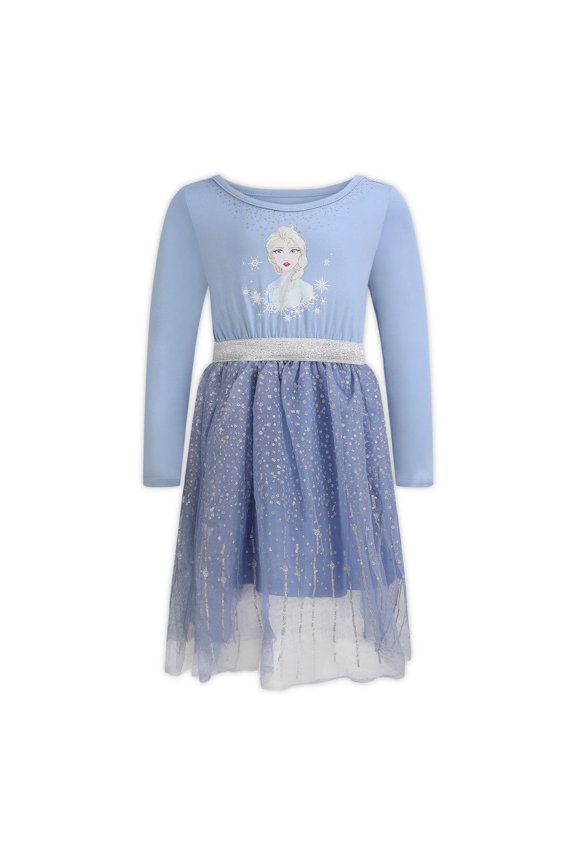 Frozen Girl's Elsa Long Sleeve Tulle Skirt Dresses (Girls), Sizes 2T-10