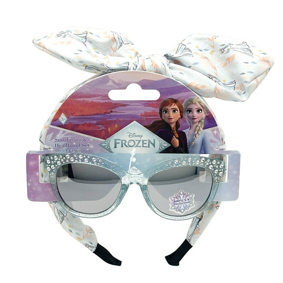 Disney Frozen Girl's Fashion Sunglasses and Bow Headband, 2-Piece Set, White