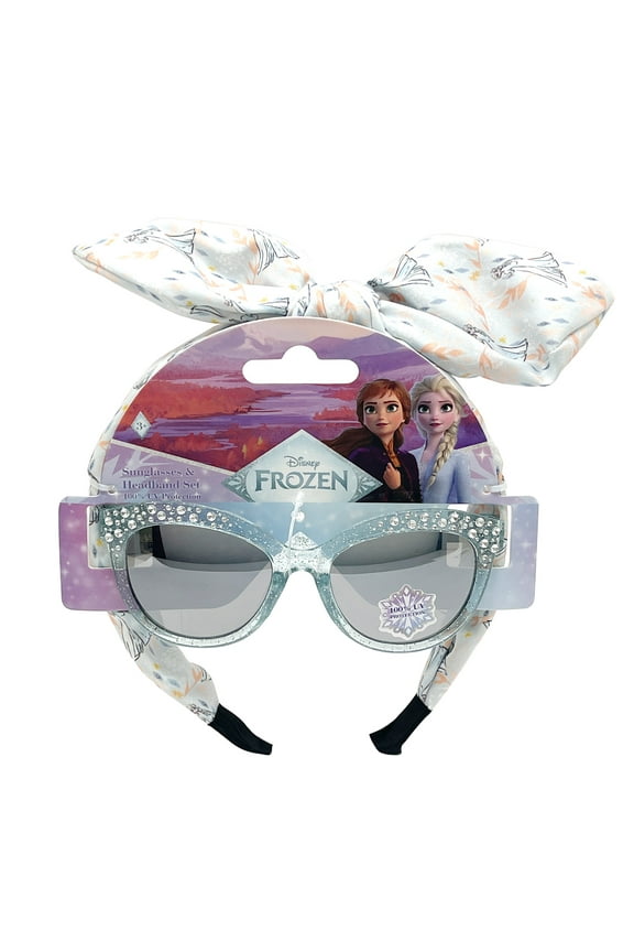 Disney Frozen Girl's Fashion Sunglasses and Bow Headband, 2-Piece Set, White