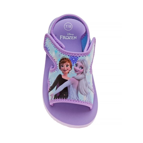 Disney Frozen Girls Anna And Elsa Dual Sizes Hook And Loop Sandals. (Toddler Little Kids)Purple, Size: 506