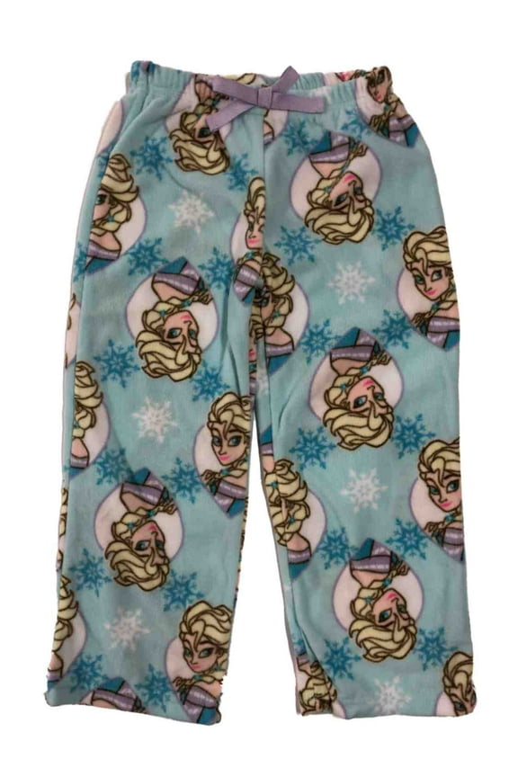 Frozen Girls Blue Fleece Elsa Sleep & Lounge Pants Pajamas Bottoms 4