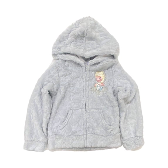 Disney Frozen Girls Blue Plush Elsa Hoodie Sweatshirt Size 5