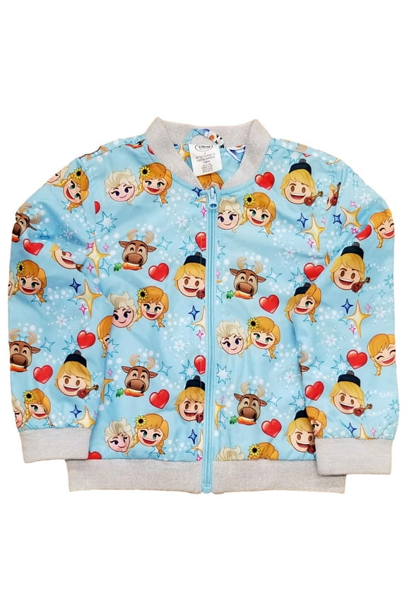 Disney Frozen Girls Blue Silver Shimmer Anna Elsa Sven Zip Up Jacket Coat 4