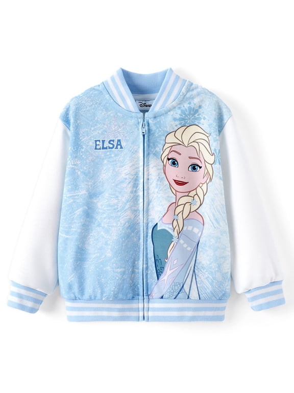 Frozen Girls Bomber Jacket Elsa Zip Up Varsity Lightweight Sweatshirts Gift Fall Spring Toddler Kids 3T