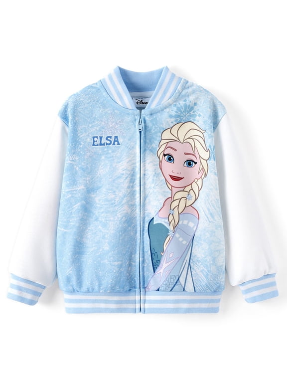 Frozen Girls Bomber Jacket Elsa Zip Up Varsity Lightweight Sweatshirts School Gift Fall Spring Kids 5-6Y