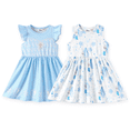 thumbnail image 1 of Disney Frozen Girls Dresses Elsa 2 Pack Graphic Ruffled Sleeveless Flower Summer Halloween Costume Dress Kids 5-6Y, 1 of 11