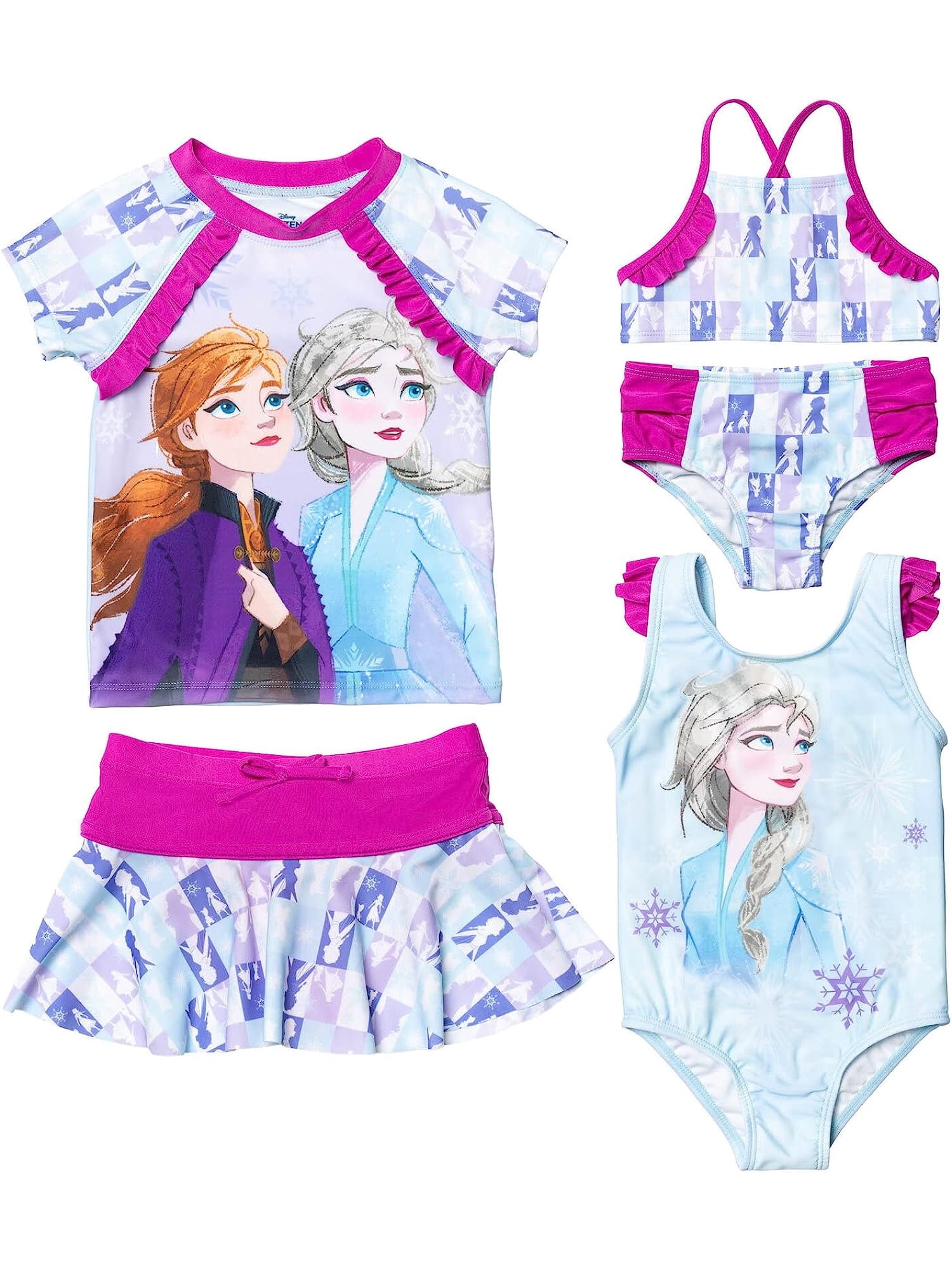 Disney Rash Guard Frozen Elsa Swimsuit Set Girl s Walmart