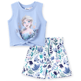 thumbnail image 1 of Disney Frozen Girls Elsa Graphic Tee Tank Top and Shorts Bottoms Blue Floral Summer Holiday Outfits Toddlers Kids 3T, 1 of 10