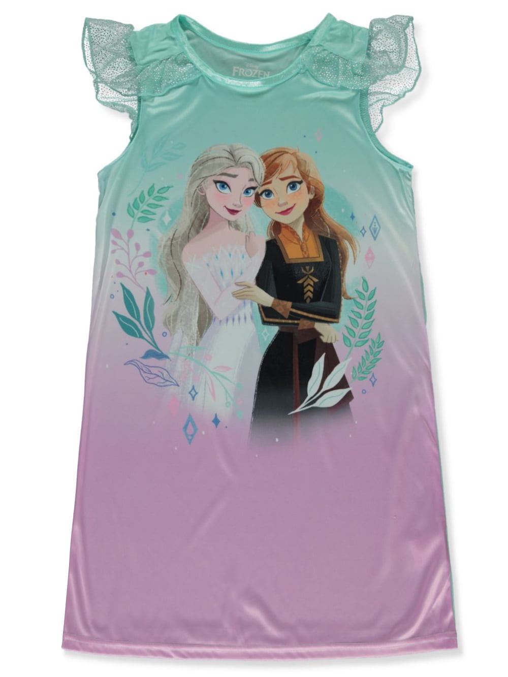 Disney Frozen Girls' Flutter Nightgown mint multi, 6 7 (Little