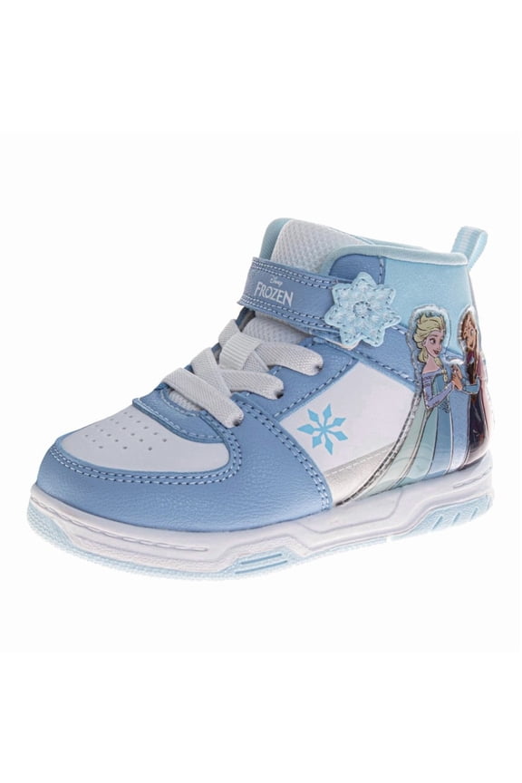 Frozen Girls High Top Sneakers Hook and Loop with Lace Up (Little Kid), Blue White, Size: 8