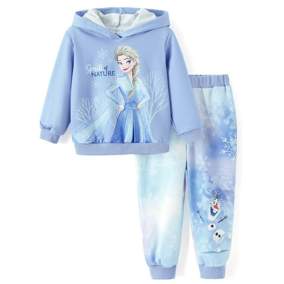 Disney Frozen Girls Hoodies Elsa Graphic Sweatshirts and Joggers Pants 2Pcs Outfits Set Big Kids 5-6Y