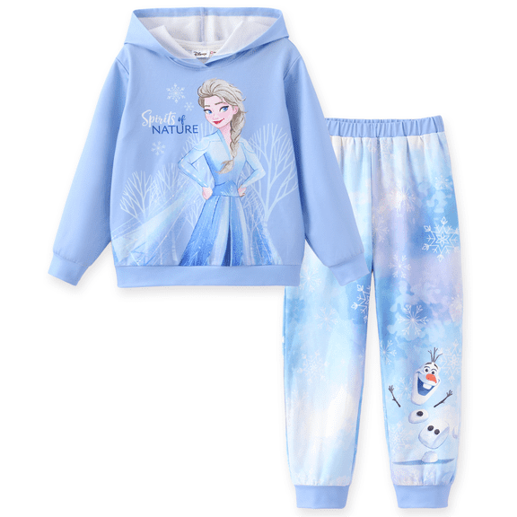 Disney Frozen Girls Hoodies Elsa Graphic Sweatshirts and Joggers Pants 2Pcs Outfits Set Big Kids 5-6Y