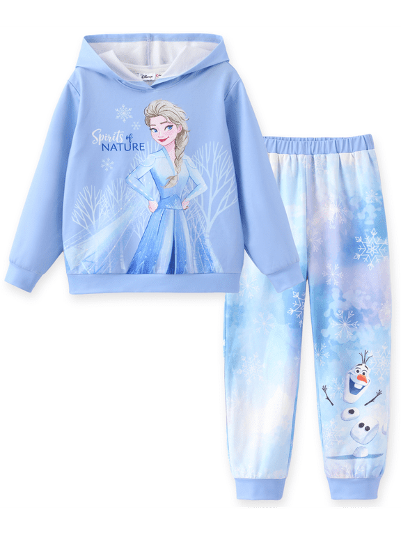 Frozen Girls Hoodies Elsa Graphic Sweatshirts and Joggers Pants 2Pcs Outfits Set Big Kids 5-6Y