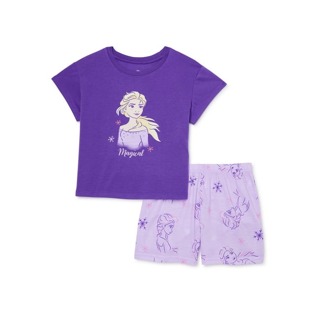 Disney Frozen Girls Short Sleeve Top and Shorts Pajama Set, 2-Piece ...