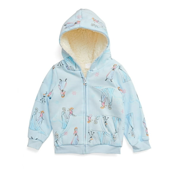 Disney Frozen Girls Toddler Long Sleeve Fleece Pullover Hoodie Sweatshirt Blue, 2T