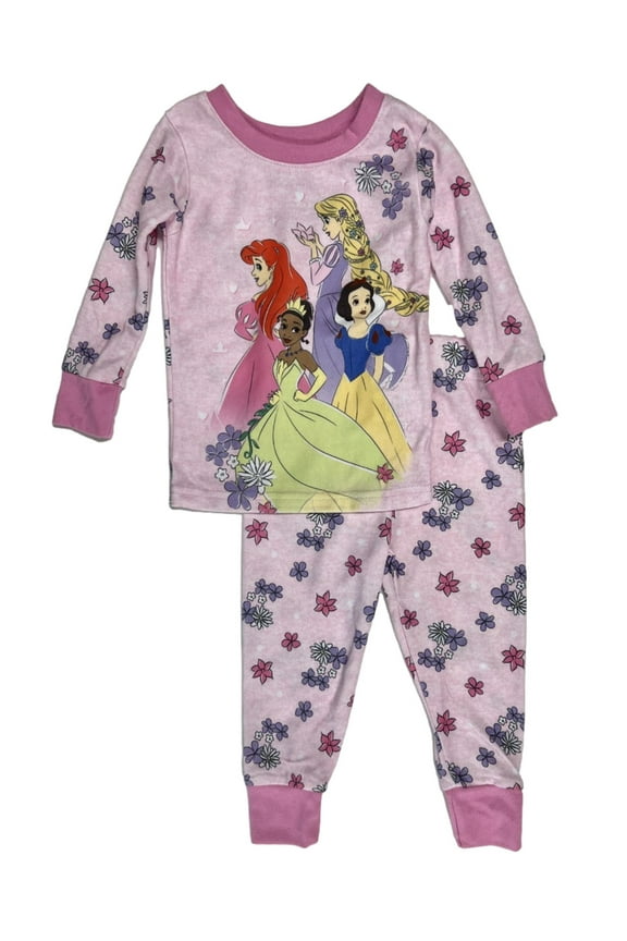 Frozen Girls & Toddler Pink Princess Snow White Ariel Pajama Set 4