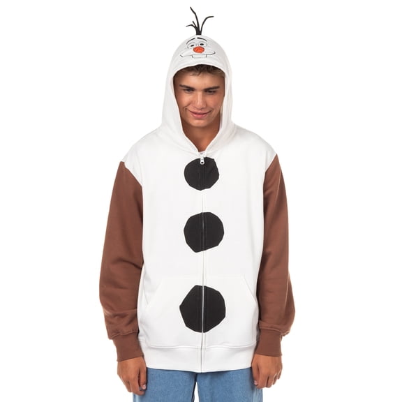 Disney Frozen Hoodie Men's Olaf the Snowman Zip-Up Hooded Costume Sweatshirt