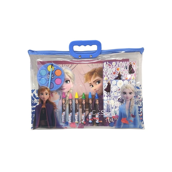 Disney Frozen II Anna Elsa 12-Piece Stationery Markers Set w/ Zipper Clear Tote Bag