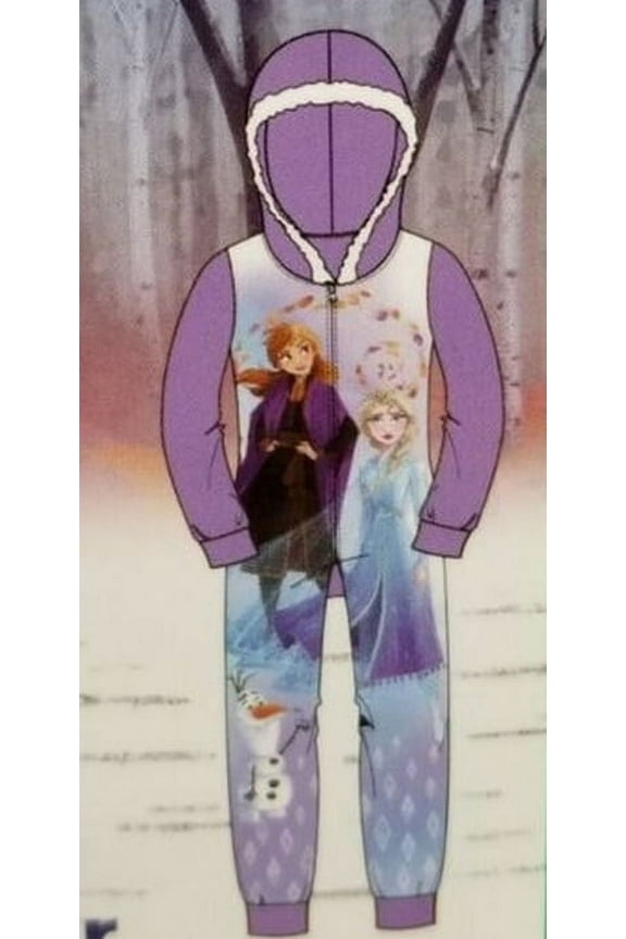Frozen II Anna, Elsa and Olaf Hooded Blanket Pajama Sleeper, Size 8