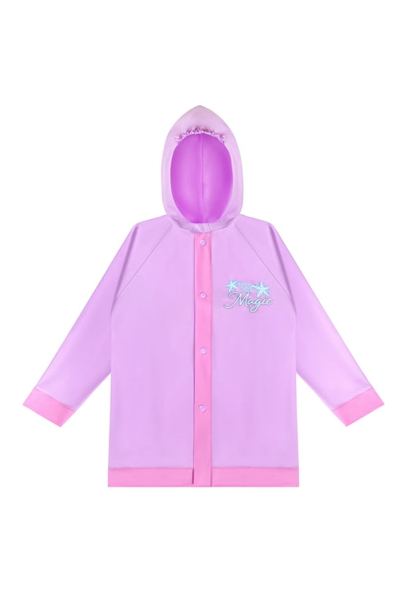 Frozen II Elsa and Anna Girls Hooded Rain Slicker - Waterproof - Girl 6-7 Years
