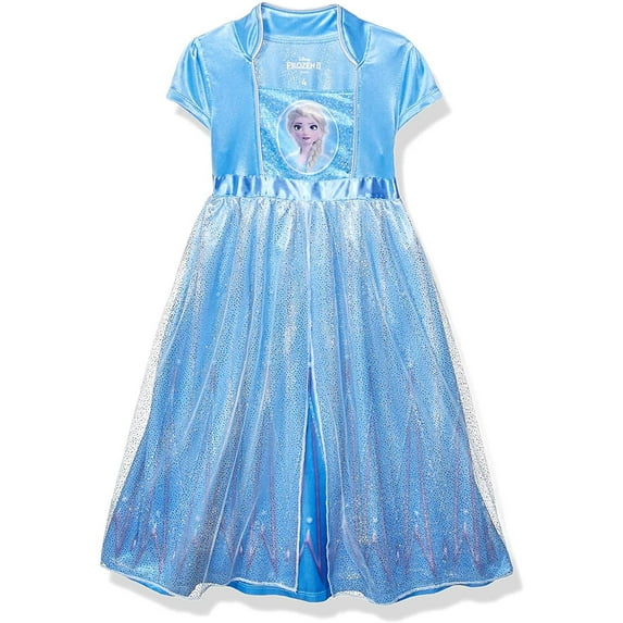 Disney Frozen II Girls Nightgown Fantasy Elsa Sleepwear, Blue, Size: 6