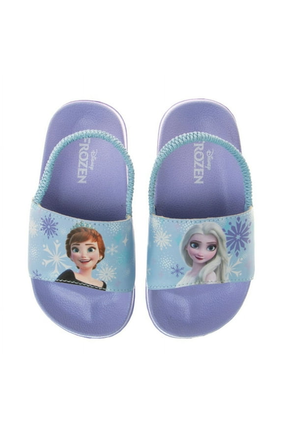 Frozen II Girls Toddler Flip-Flops with Back Strap - Lilac, 5-6