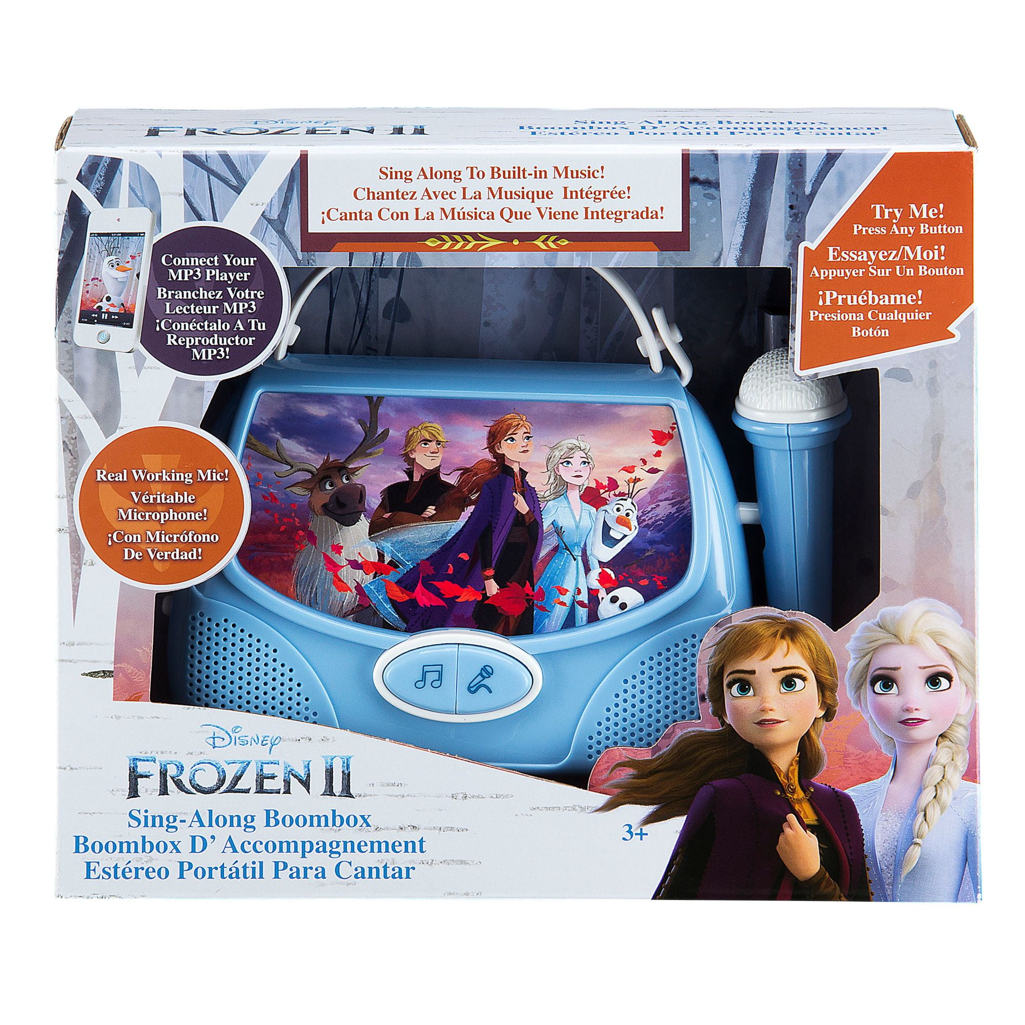 Disney Frozen II Kids Princess Light up Sing Along Karaoke Machine Children s Boombox with Microphone Connects to MP3 Walmart