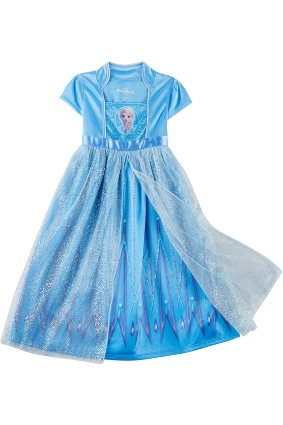 Frozen II Toddler Girls Elsa Glitter Gown 3T Light blue