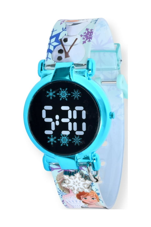 Frozen II Unisex Childrens LCD Watch with Dangling Snow Flake Charm (FZN4803WM)