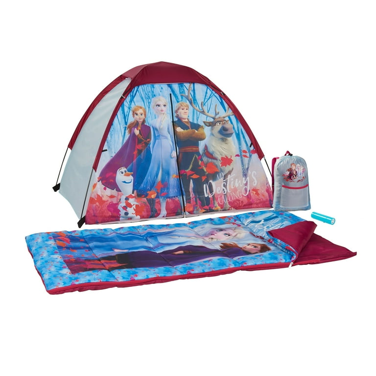 Disney Frozen II Piece Kids Camping Set: Tent, Sleeping Bag for