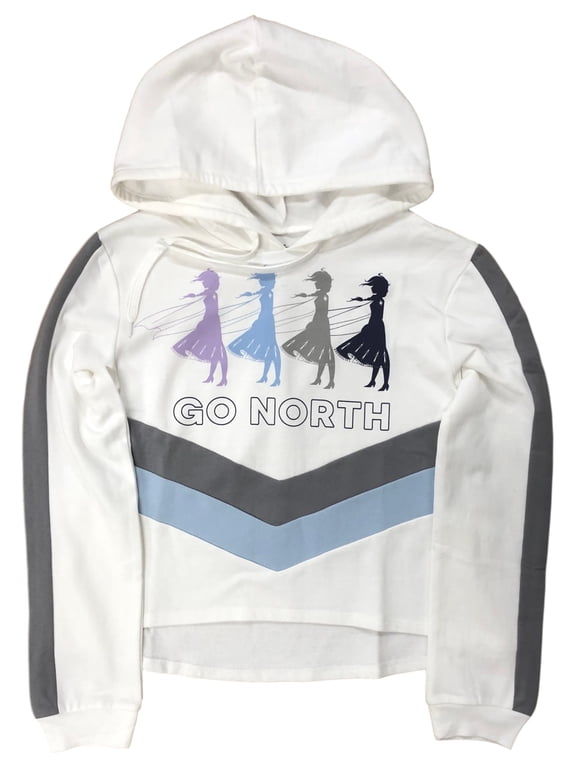 Frozen Juniors Womens White Go North Elsa Hoodie Sweatshirt Small (3-5)
