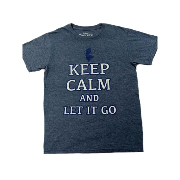 Disney Frozen Keep Calm and Let It Go Men's Heathered Blue T-Shirt (4XL)