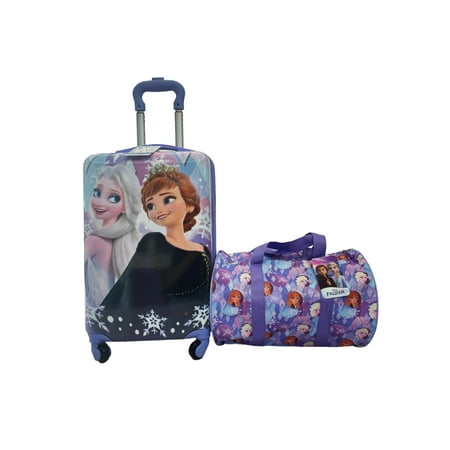Disney Frozen Kid's 18" ABS Spinner Luggage With Duffel Set