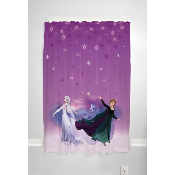 Frozen Kids Bedroom Microfiber Window Curtain Set, 2 Panels, 63" Length