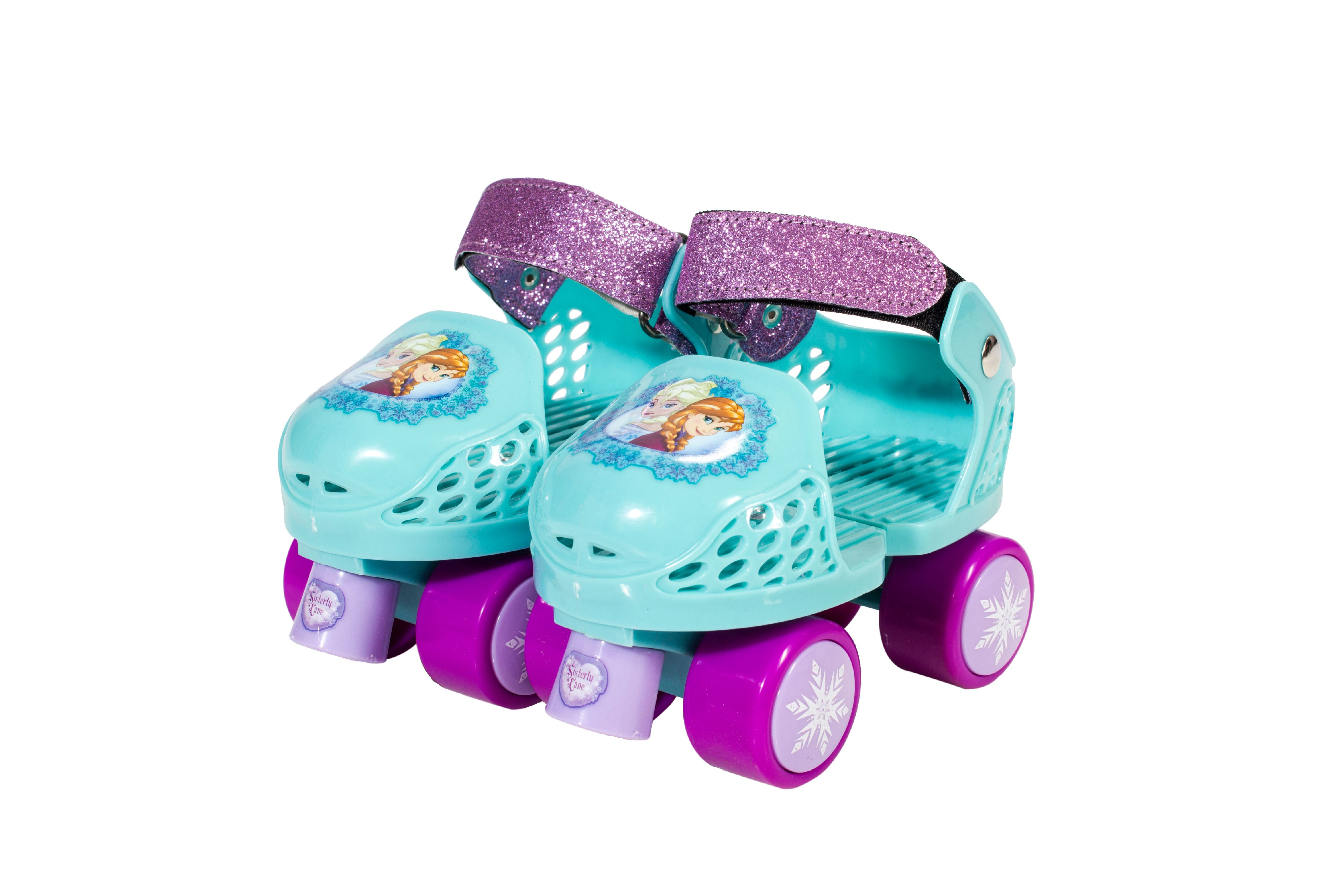 Disney Frozen Kids Glitter Rollerskates with Knee Pads, Junior Size 6-12 - image 1 of 2