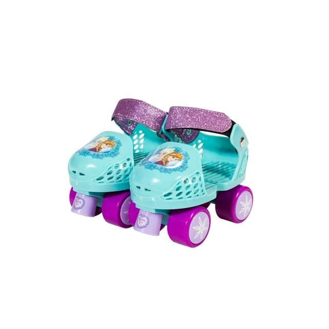 Disney Frozen Kids Glitter Rollerskates with Knee Pads, Junior Size 6-12