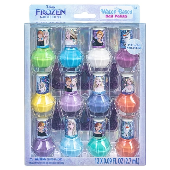 Disney Frozen Kids Nail Polish Set for Girls, Non-Toxic, Water-Base, Peelable, Safe for Kids 3+