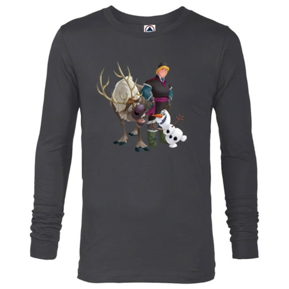 Disney Frozen Kristoff Olaf Sven T-Shirt - Long Sleeve T-Shirt for Men - Customized-Charcoal Heather
