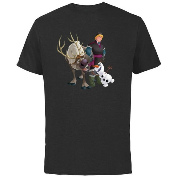 Disney Frozen Kristoff Olaf Sven T-Shirt - Short Sleeve Cotton T-Shirt for Adults - Customized-Black
