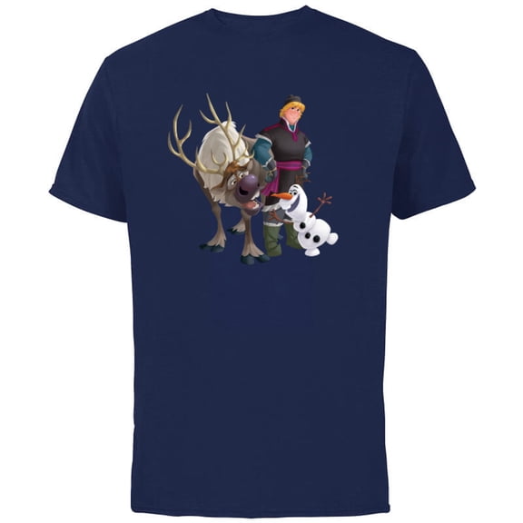 Disney Frozen Kristoff Olaf Sven T-Shirt - Short Sleeve Cotton T-Shirt for Adults - Customized-Navy