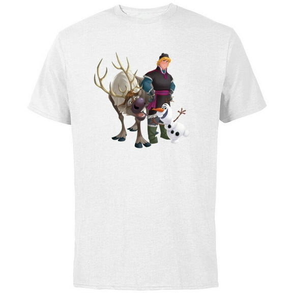 Disney Frozen Kristoff Olaf Sven T-Shirt - Short Sleeve Cotton T-Shirt for Adults - Customized-White