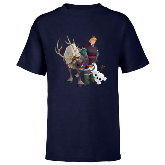 Disney Frozen Kristoff Olaf Sven T-Shirt - Short Sleeve T-Shirt for Kids - Customized-Navy