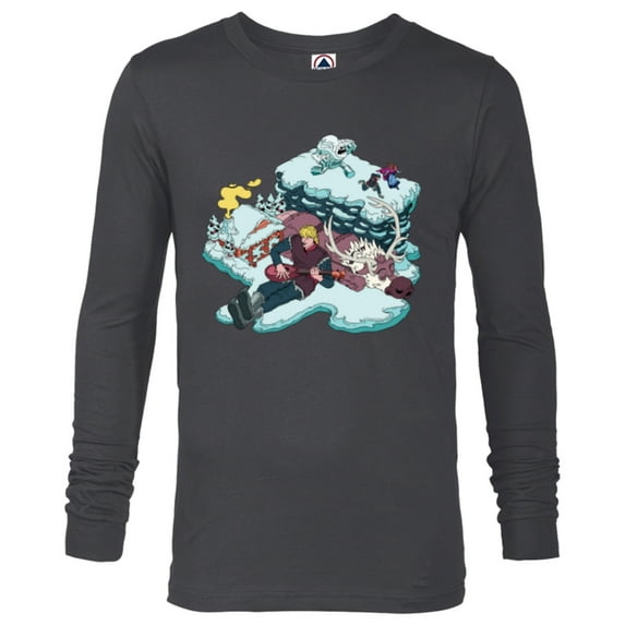 Disney Frozen Kristoff, Sven, Anna & Marshmallow - Long Sleeve T-Shirt for Men - Customized-Charcoal Heather