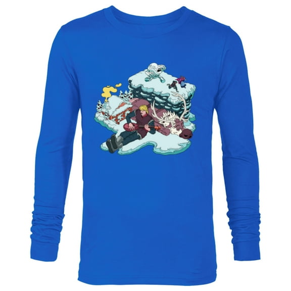 Disney Frozen Kristoff, Sven, Anna & Marshmallow - Long Sleeve T-Shirt for Men - Customized-Navy