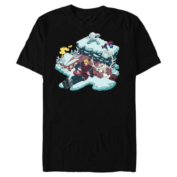 Disney Frozen Kristoff, Sven, Anna & Marshmallow - Short Sleeve Blended T-Shirt for Adults - Customized-Black