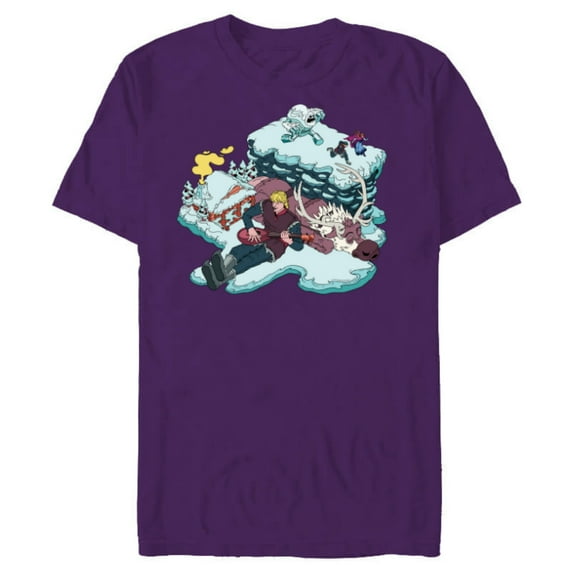 Disney Frozen Kristoff, Sven, Anna & Marshmallow - Short Sleeve Blended T-Shirt for Adults - Customized-Purple